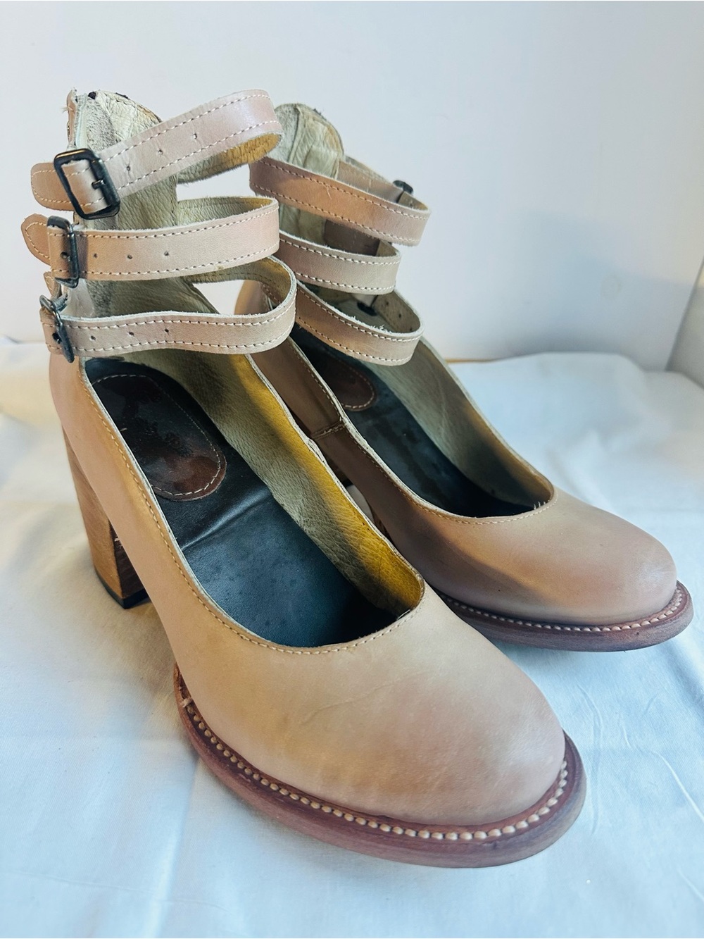 Freebird Randi Women's Tan Leather Ankle-Strap Heels Size 8